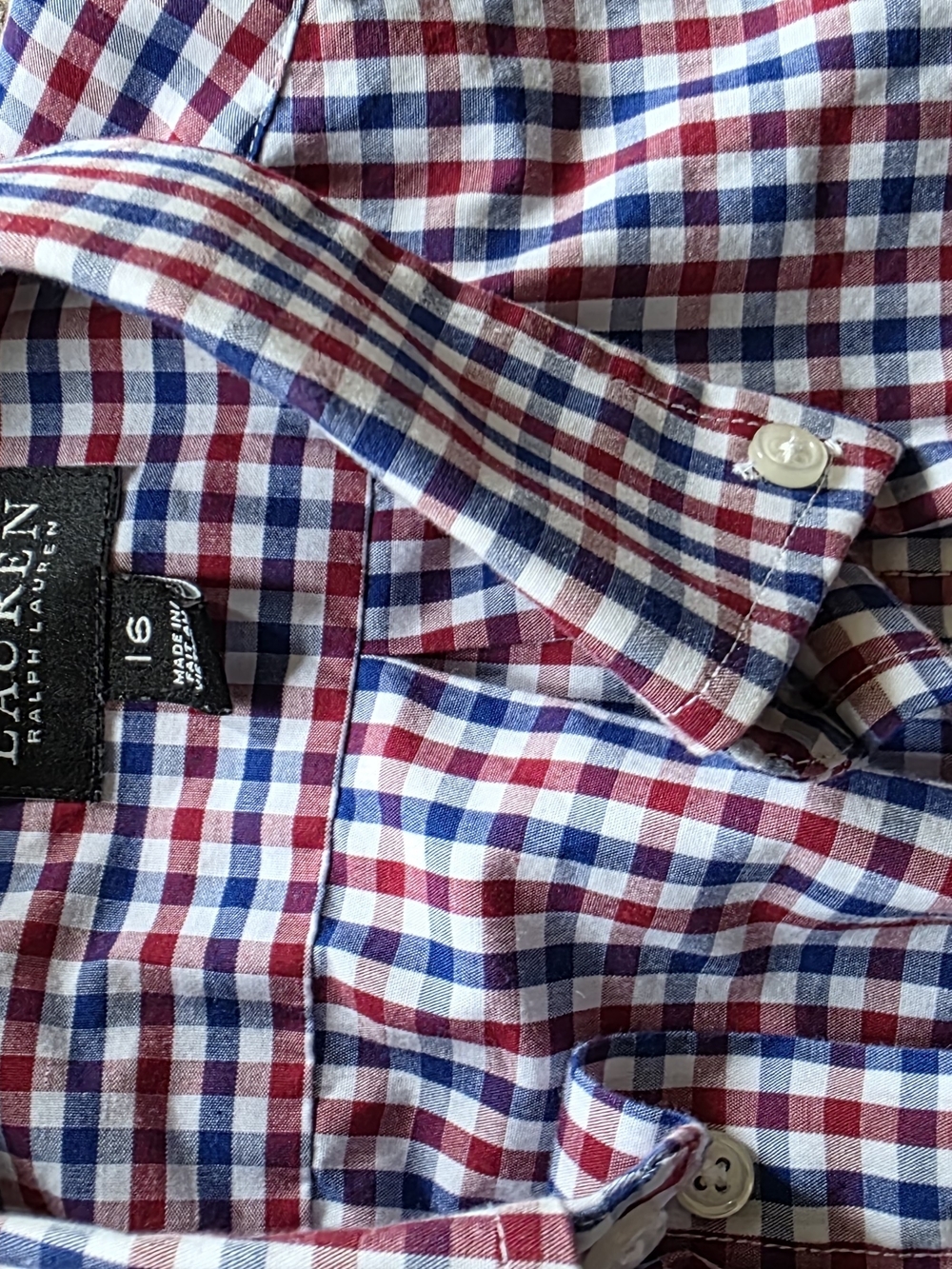 Ralph Lauren Red, Blue & White Gingham Button-Down Shirt